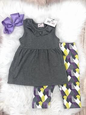 NEW PETE + LUCY girls geo capri set